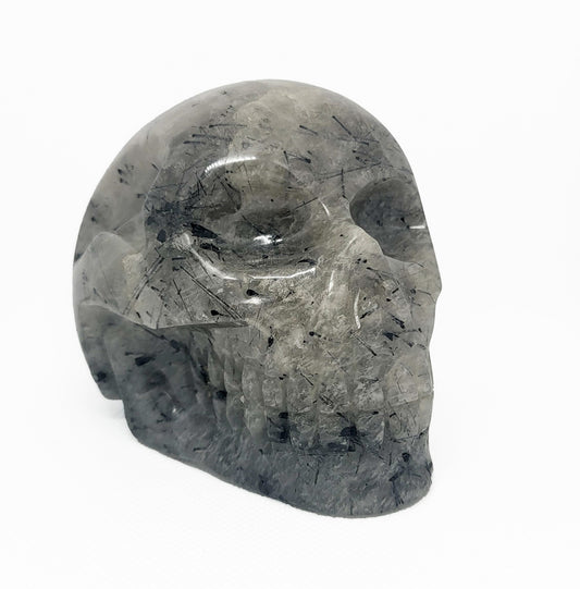 Skull, Quartz Tourmalinated SKL382
