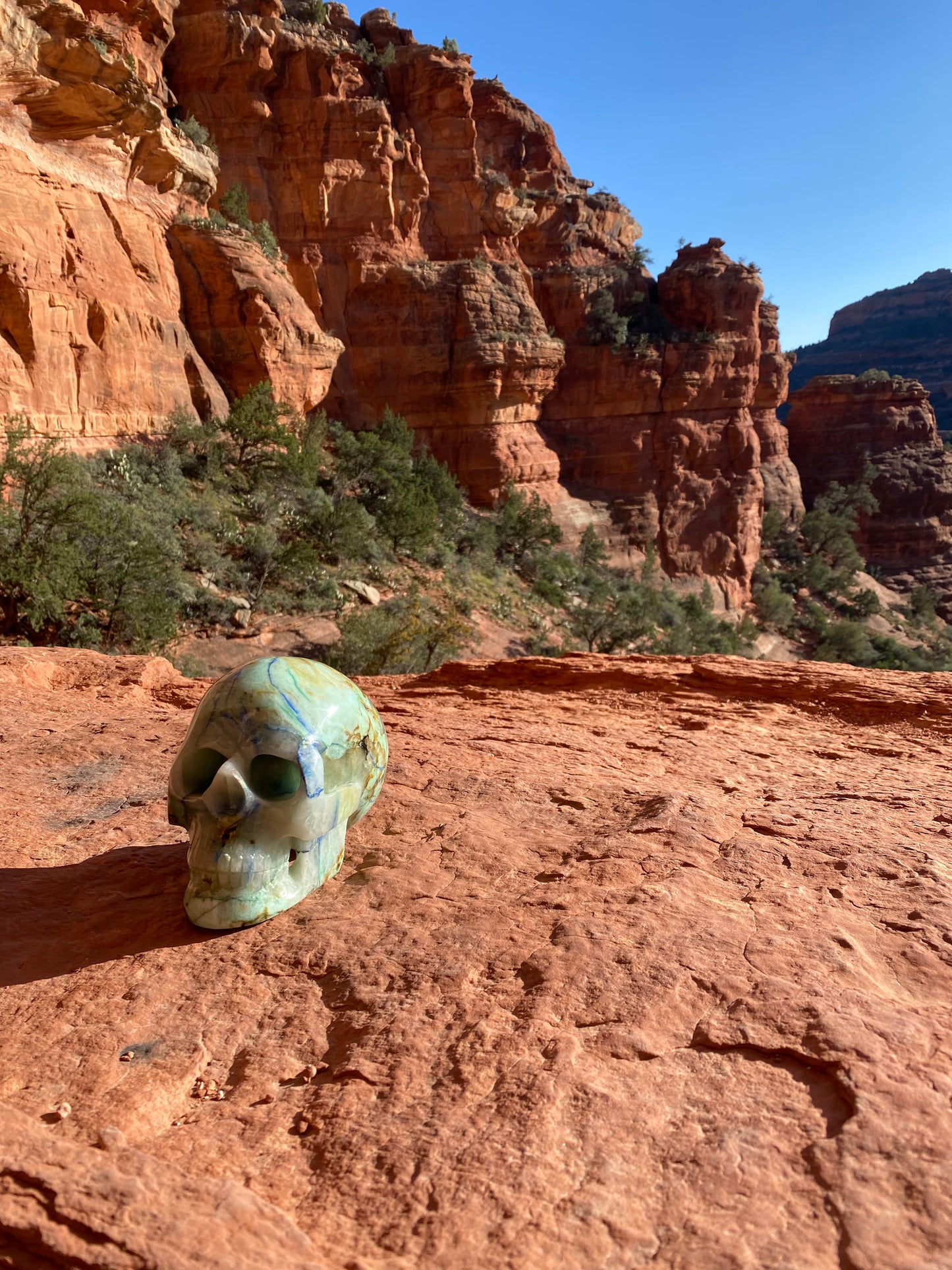 Skull, Azurite with Malachite SKL370