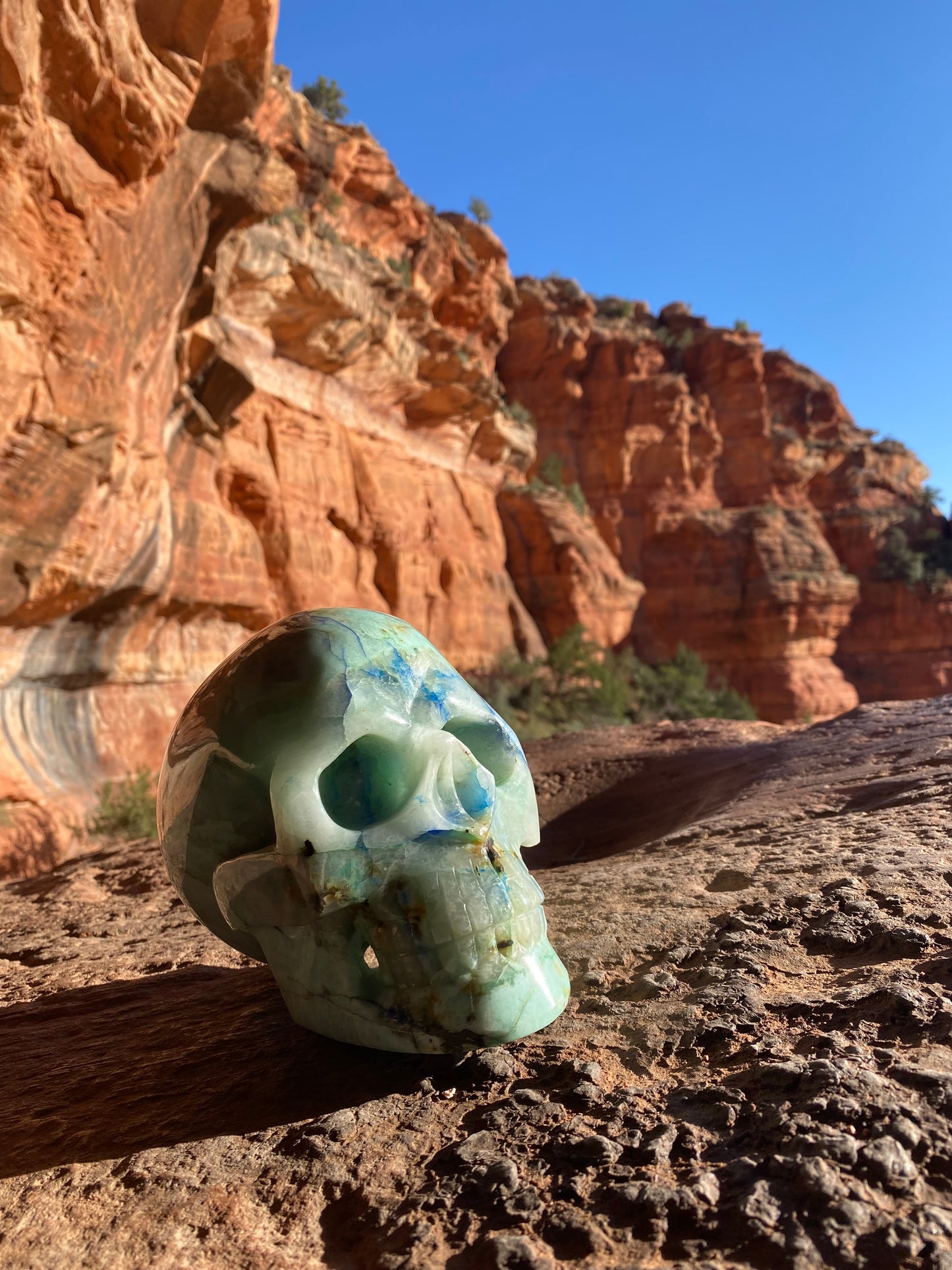 Skull, Azurite with Malachite SKL370